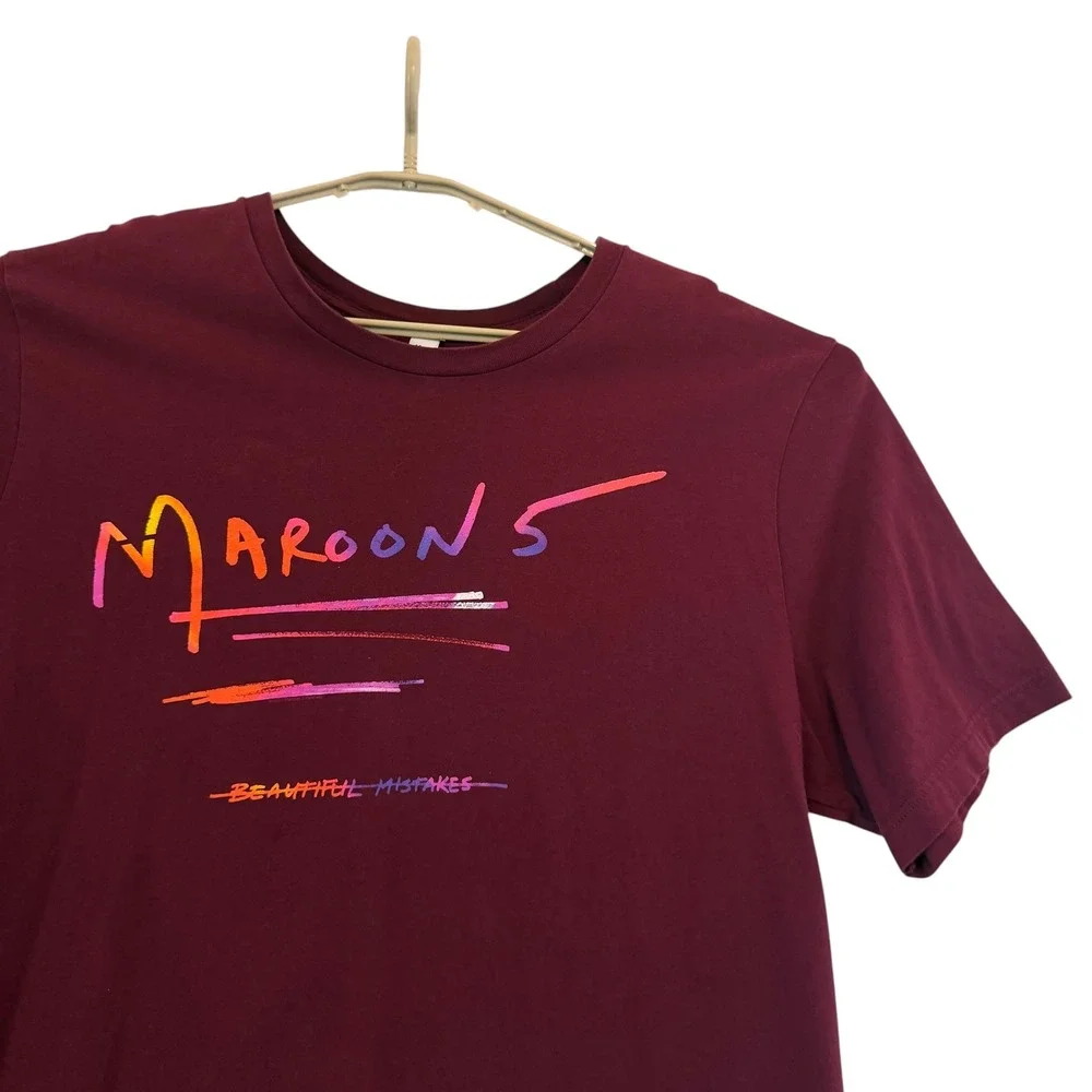 Maroon 5 Beautiful Mistakes Band T-Shirt Mens 2XL Burgundy Bella Canvas Graphic